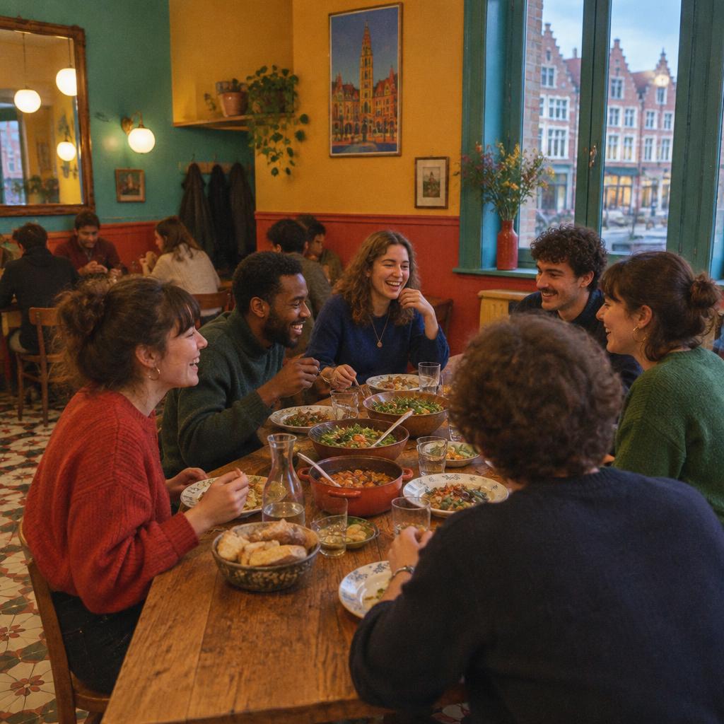Ambiance conviviale autour d’une grande table